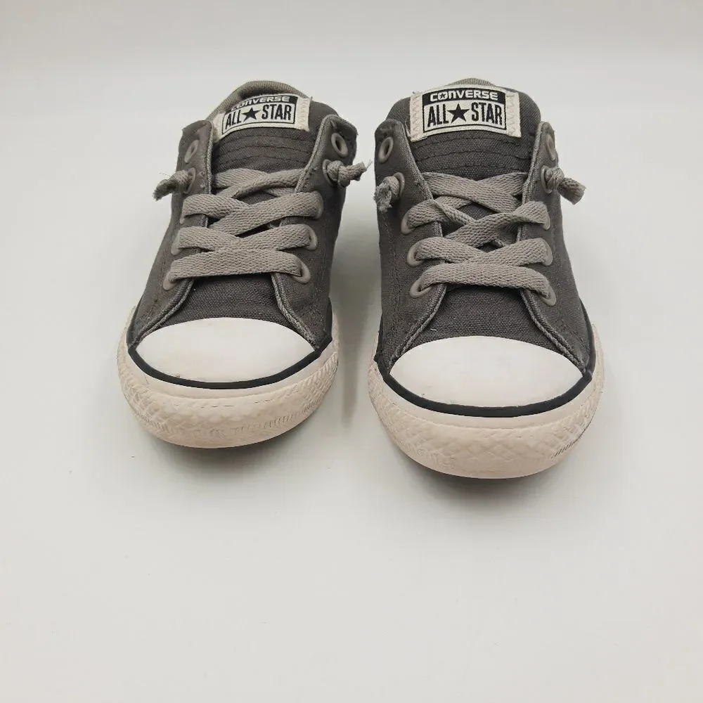 Converse All Star Junior Sz 1 Low Top Sneakers Gray Padded Lace Up Chuck…